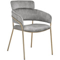  Color_Gold/ Grey -- Yara Grey Velvet Upholstered Dining Chair IMAGE 1