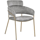  Color_Gold/ Grey -- Yara Grey Velvet Upholstered Dining Chair IMAGE 1