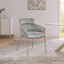  Color_Gold/ Grey -- Yara Grey Velvet Upholstered Dining Chair IMAGE 2