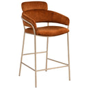 Meridian Yara Cognac Velvet Counter Stool IMAGE 1