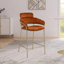  Color_Cognac -- Yara Cognac Velvet Upholstered Counter Stool IMAGE 2