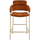 Color_Cognac -- Yara Cognac Velvet Upholstered Counter Stool IMAGE 4