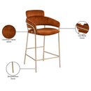  Color_Cognac -- Yara Cognac Velvet Upholstered Counter Stool IMAGE 7