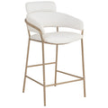  Color_Cream/ Gold -- Yara Cream Velvet Upholstered Counter Stool IMAGE 1