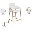  Color_Cream/ Gold -- Yara Cream Velvet Upholstered Counter Stool IMAGE 7