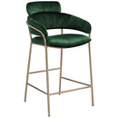  Color_Gold/ Green -- Yara Green Velvet Upholstered Counter Stool IMAGE 1