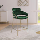  Color_Gold/ Green -- Yara Green Velvet Upholstered Counter Stool IMAGE 2