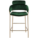  Color_Gold/ Green -- Yara Green Velvet Upholstered Counter Stool IMAGE 4