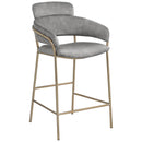 Meridian Yara Grey Velvet Counter Stool IMAGE 1