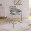  Color_Gold/ Grey -- Yara Grey Velvet Upholstered Counter Stool IMAGE 2