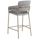  Color_Gold/ Grey -- Yara Grey Velvet Upholstered Counter Stool IMAGE 3