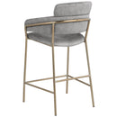Meridian Yara Grey Velvet Counter Stool IMAGE 3