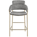 Color_Gold/ Grey -- Yara Grey Velvet Upholstered Counter Stool IMAGE 4