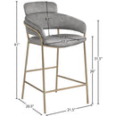 Meridian Yara Grey Velvet Counter Stool IMAGE 6