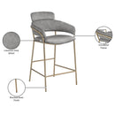  Color_Gold/ Grey -- Yara Grey Velvet Upholstered Counter Stool IMAGE 7
