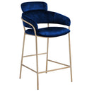  Color_Navy -- Yara Navy Velvet Upholstered Counter Stool IMAGE 1