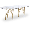  Meridian Madelyn 90.5" Gold Glass Top And Metal Base Dining Table IMAGE 1