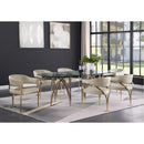  Meridian Madelyn 90.5" Gold Glass Top And Metal Base Dining Table IMAGE 2