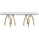  Meridian Madelyn 90.5" Gold Glass Top And Metal Base Dining Table IMAGE 3