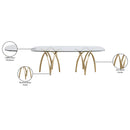  Meridian Madelyn 90.5" Gold Glass Top And Metal Base Dining Table IMAGE 6