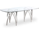  Meridian Madelyn 90.5" Silver Glass Top And Metal Base Dining Table IMAGE 1