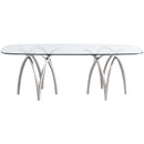  Meridian Madelyn 90.5" Silver Glass Top And Metal Base Dining Table IMAGE 3