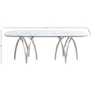  Meridian Madelyn 90.5" Silver Glass Top And Metal Base Dining Table IMAGE 5