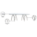  Meridian Madelyn 90.5" Silver Glass Top And Metal Base Dining Table IMAGE 6
