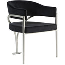  Color_Black/ Silver -- Madelyn Black Velvet Upholstered Dining Chair IMAGE 1