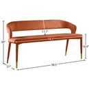  Color_Cognac -- Destiny Cognac Velvet Upholstered Bench IMAGE 7