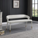  Color_Cream/ Gold -- Destiny Cream Velvet Upholstered Bench IMAGE 2