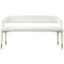  Color_Cream/ Gold -- Destiny Cream Velvet Upholstered Bench IMAGE 4