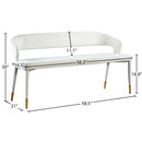  Color_Cream/ Gold -- Destiny Cream Velvet Upholstered Bench IMAGE 7