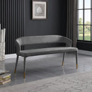  Color_Gold/ Grey -- Destiny Grey Velvet Upholstered Bench IMAGE 2