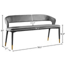  Color_Gold/ Grey -- Destiny Grey Velvet Upholstered Bench IMAGE 7