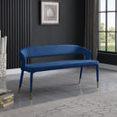  Color_Gold/ Navy -- Destiny Navy Velvet Upholstered Bench IMAGE 2