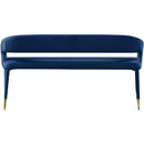  Color_Gold/ Navy -- Destiny Navy Velvet Upholstered Bench IMAGE 3