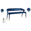  Color_Gold/ Navy -- Destiny Navy Velvet Upholstered Bench IMAGE 8