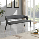  Color_Gold/ Grey -- Destiny Grey Vegan Leather Upholstered Bench IMAGE 2