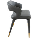  Color_Gold/ Grey -- Destiny Grey Vegan Leather Upholstered Bench IMAGE 5