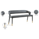  Color_Gold/ Grey -- Destiny Grey Vegan Leather Upholstered Bench IMAGE 8
