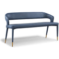  Color_Gold/ Navy -- Destiny Navy Vegan Leather Upholstered Bench IMAGE 1
