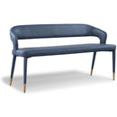  Color_Gold/ Navy -- Destiny Navy Vegan Leather Upholstered Bench IMAGE 1