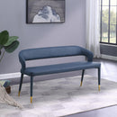  Color_Gold/ Navy -- Destiny Navy Vegan Leather Upholstered Bench IMAGE 2
