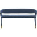  Color_Gold/ Navy -- Destiny Navy Vegan Leather Upholstered Bench IMAGE 3