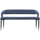  Color_Gold/ Navy -- Destiny Navy Vegan Leather Upholstered Bench IMAGE 4