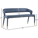  Color_Gold/ Navy -- Destiny Navy Vegan Leather Upholstered Bench IMAGE 7