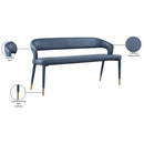  Color_Gold/ Navy -- Destiny Navy Vegan Leather Upholstered Bench IMAGE 8
