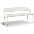  Color_Gold/ White -- Destiny White Vegan Leather Upholstered Bench IMAGE 1