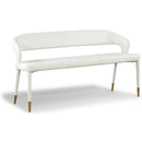  Color_Gold/ White -- Destiny White Vegan Leather Upholstered Bench IMAGE 1